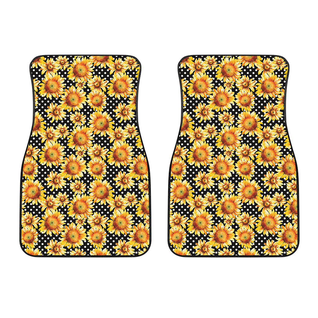 Watercolor Polka Dot Sunflower Print Front Car Floor Mats
