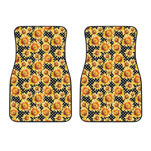 Watercolor Polka Dot Sunflower Print Front Car Floor Mats