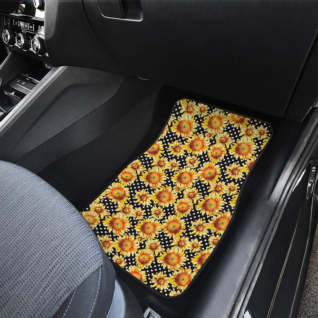 Watercolor Polka Dot Sunflower Print Front Car Floor Mats