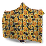 Watercolor Polka Dot Sunflower Print Hooded Blanket