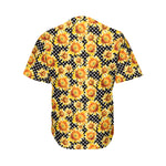 Watercolor Polka Dot Sunflower Print Men's Baseball Jersey