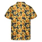 Watercolor Polka Dot Sunflower Print Men's Short Sleeve Shirt