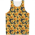 Watercolor Polka Dot Sunflower Print Men's Tank Top