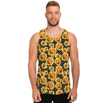 Watercolor Polka Dot Sunflower Print Men's Tank Top