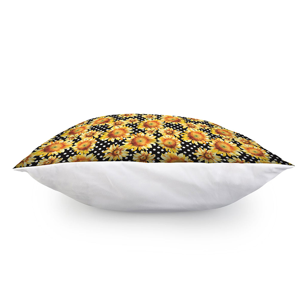 Watercolor Polka Dot Sunflower Print Pillow Cover