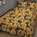 Watercolor Polka Dot Sunflower Print Quilt Bed Set