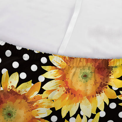 Watercolor Polka Dot Sunflower Print Sofa Cover