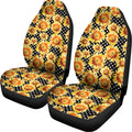 Watercolor Polka Dot Sunflower Print Universal Fit Car Seat Covers