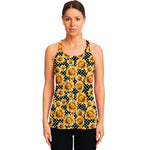Watercolor Polka Dot Sunflower Print Women's Racerback Tank Top