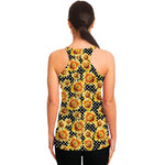 Watercolor Polka Dot Sunflower Print Women's Racerback Tank Top