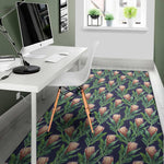 Watercolor Protea Pattern Print Area Rug