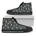 Watercolor Protea Pattern Print Black High Top Sneakers