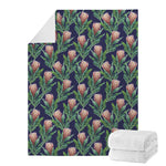 Watercolor Protea Pattern Print Blanket