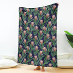 Watercolor Protea Pattern Print Blanket