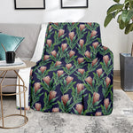 Watercolor Protea Pattern Print Blanket