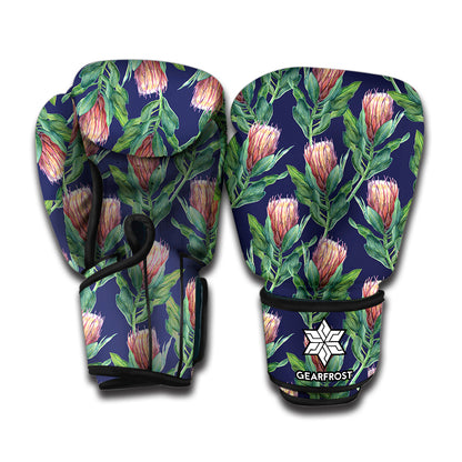 Watercolor Protea Pattern Print Boxing Gloves