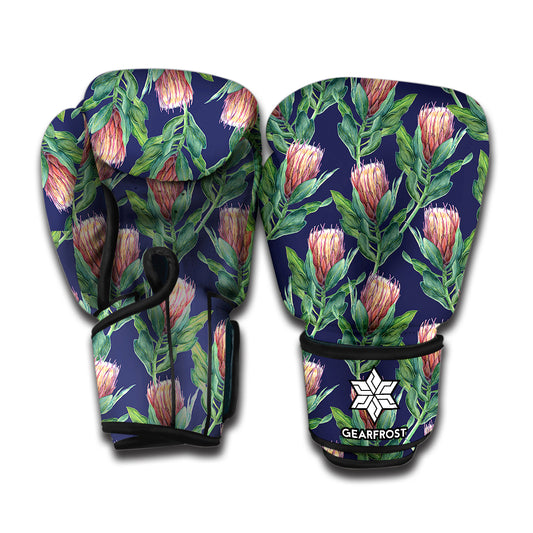 Watercolor Protea Pattern Print Boxing Gloves