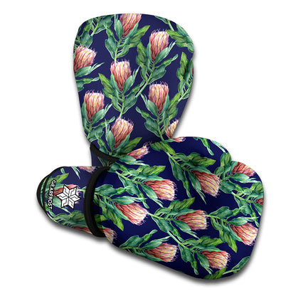 Watercolor Protea Pattern Print Boxing Gloves