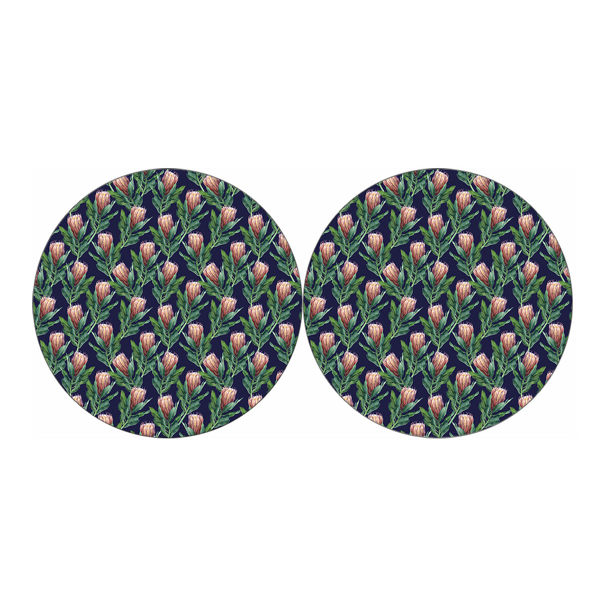 Watercolor Protea Pattern Print Car Coasters