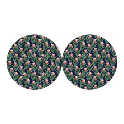 Watercolor Protea Pattern Print Car Coasters