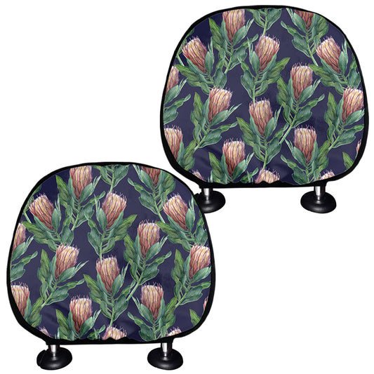 Watercolor Protea Pattern Print Car Headrest Covers