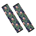 Watercolor Protea Pattern Print Car Seat Belt Covers