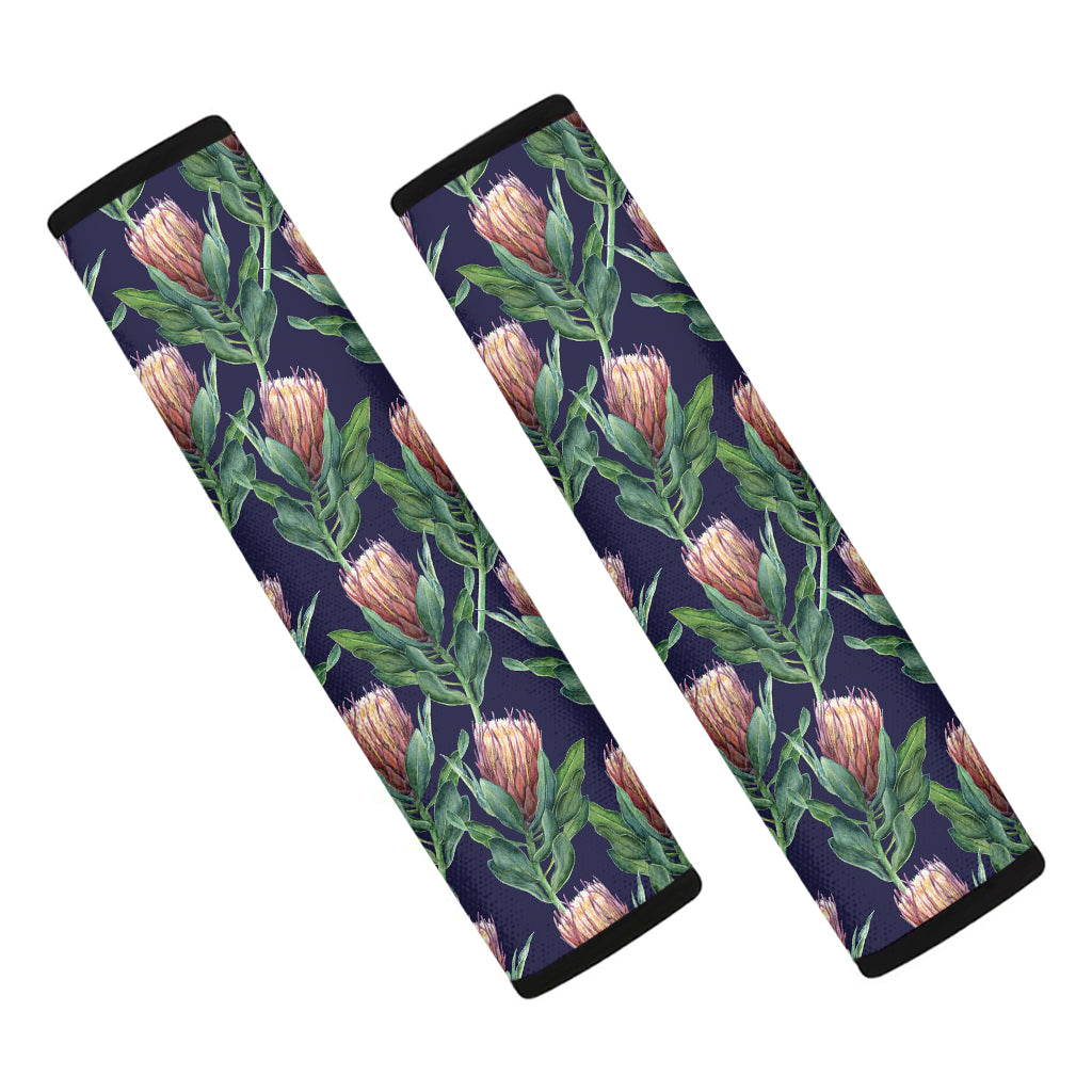 Watercolor Protea Pattern Print Car Seat Belt Covers