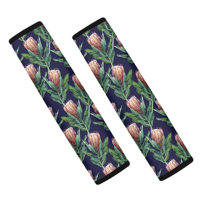Watercolor Protea Pattern Print Car Seat Belt Covers