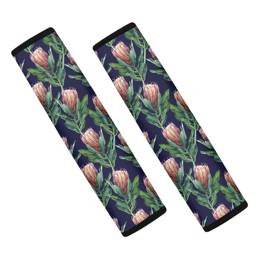 Watercolor Protea Pattern Print Car Seat Belt Covers