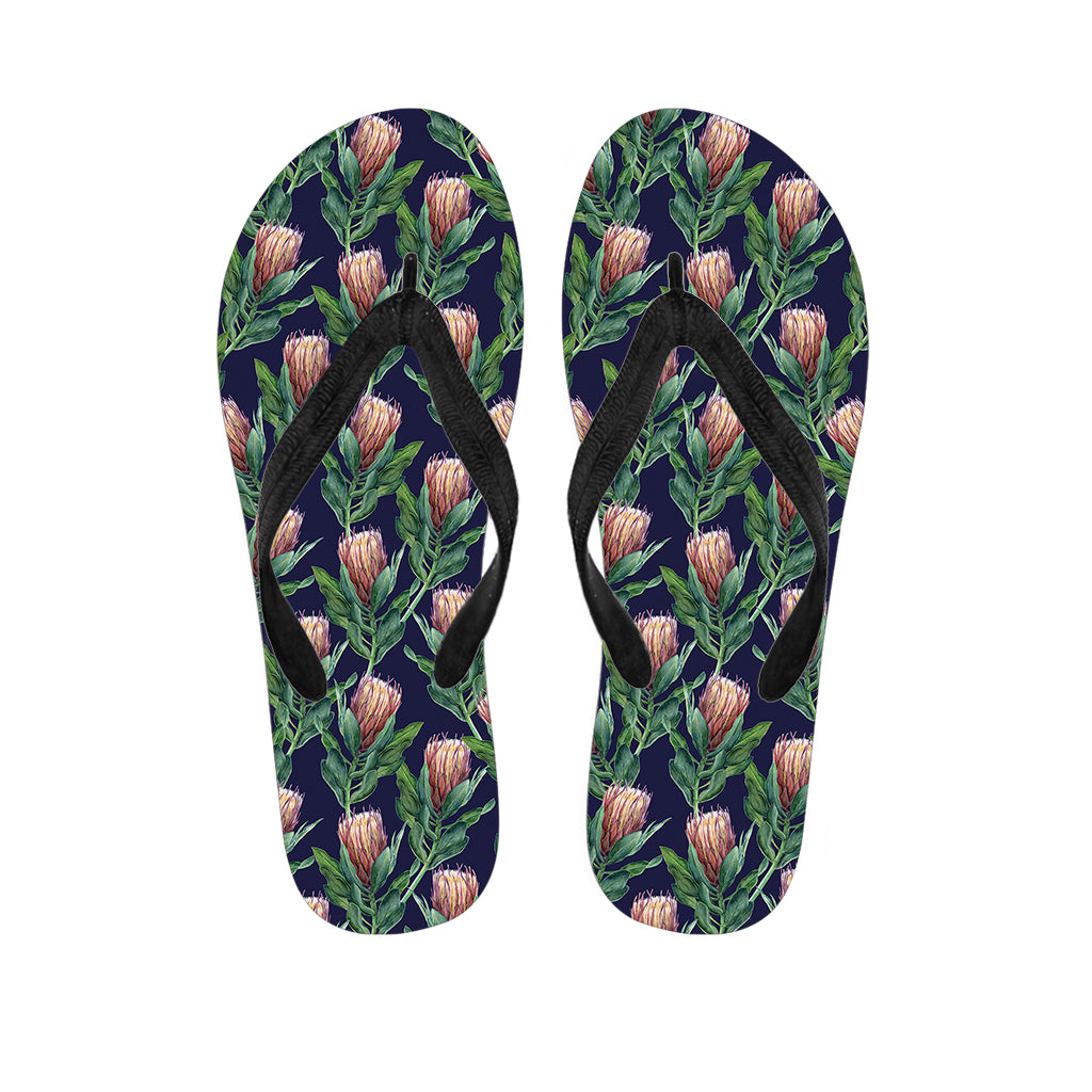 Watercolor Protea Pattern Print Flip Flops