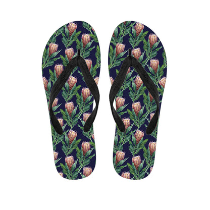 Watercolor Protea Pattern Print Flip Flops