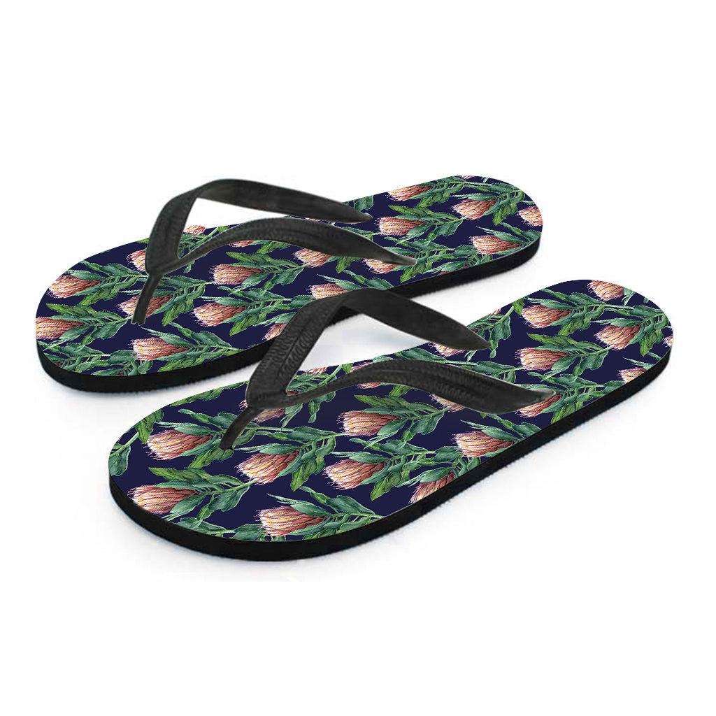 Watercolor Protea Pattern Print Flip Flops