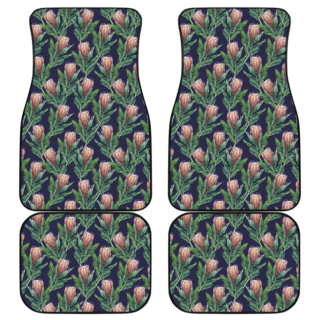 Watercolor Protea Pattern Print Front and Back Car Floor Mats