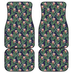 Watercolor Protea Pattern Print Front and Back Car Floor Mats