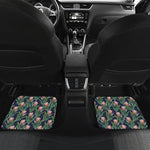 Watercolor Protea Pattern Print Front and Back Car Floor Mats