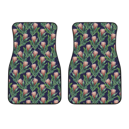 Watercolor Protea Pattern Print Front Car Floor Mats