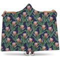 Watercolor Protea Pattern Print Hooded Blanket