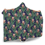 Watercolor Protea Pattern Print Hooded Blanket