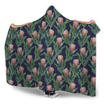 Watercolor Protea Pattern Print Hooded Blanket