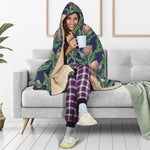Watercolor Protea Pattern Print Hooded Blanket
