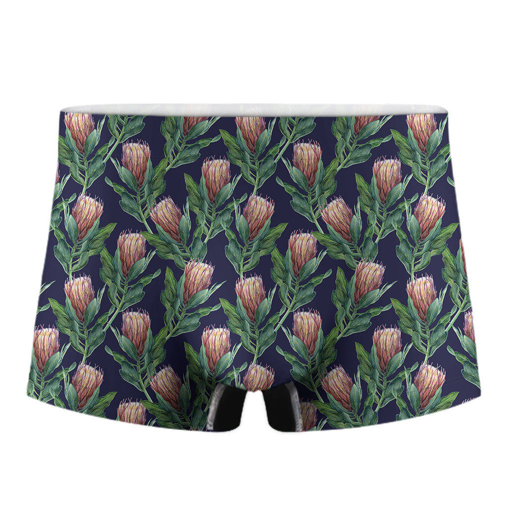 Watercolor Protea Pattern Print Men's Boxer Briefs