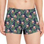 Watercolor Protea Pattern Print Men's Boxer Briefs