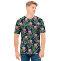 Watercolor Protea Pattern Print Men's T-Shirt