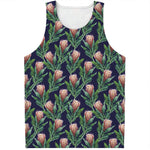Watercolor Protea Pattern Print Men's Tank Top