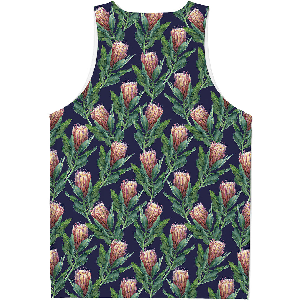 Watercolor Protea Pattern Print Men's Tank Top