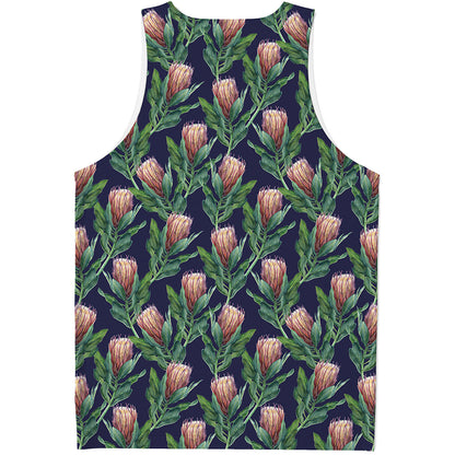 Watercolor Protea Pattern Print Men's Tank Top
