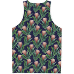 Watercolor Protea Pattern Print Men's Tank Top