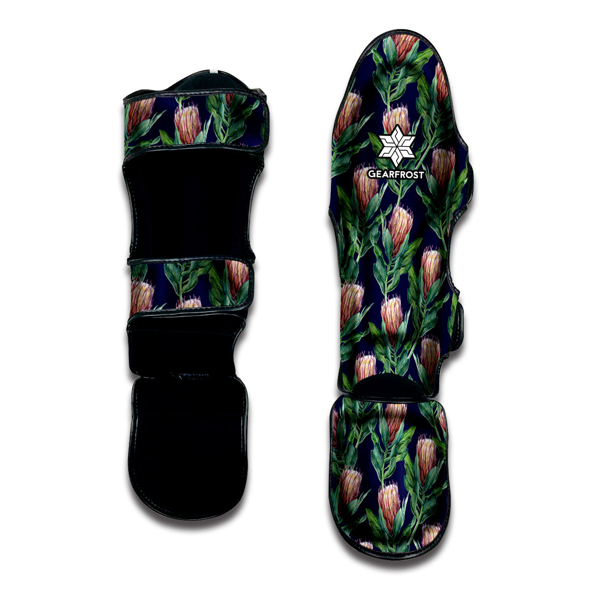 Watercolor Protea Pattern Print Muay Thai Shin Guard