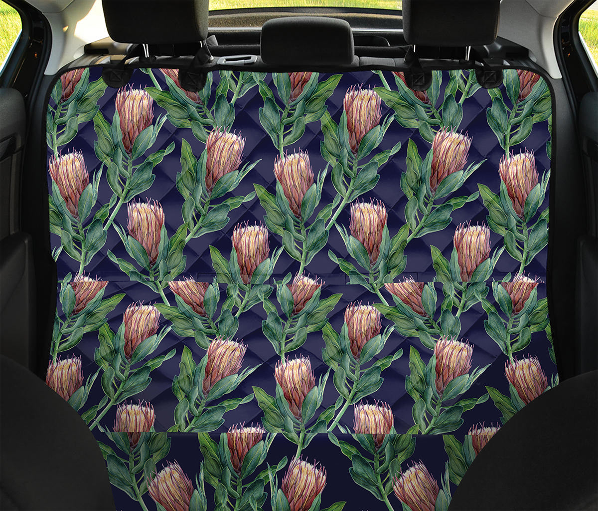 Watercolor Protea Pattern Print Pet Car Back Seat Cover