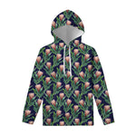 Watercolor Protea Pattern Print Pullover Hoodie
